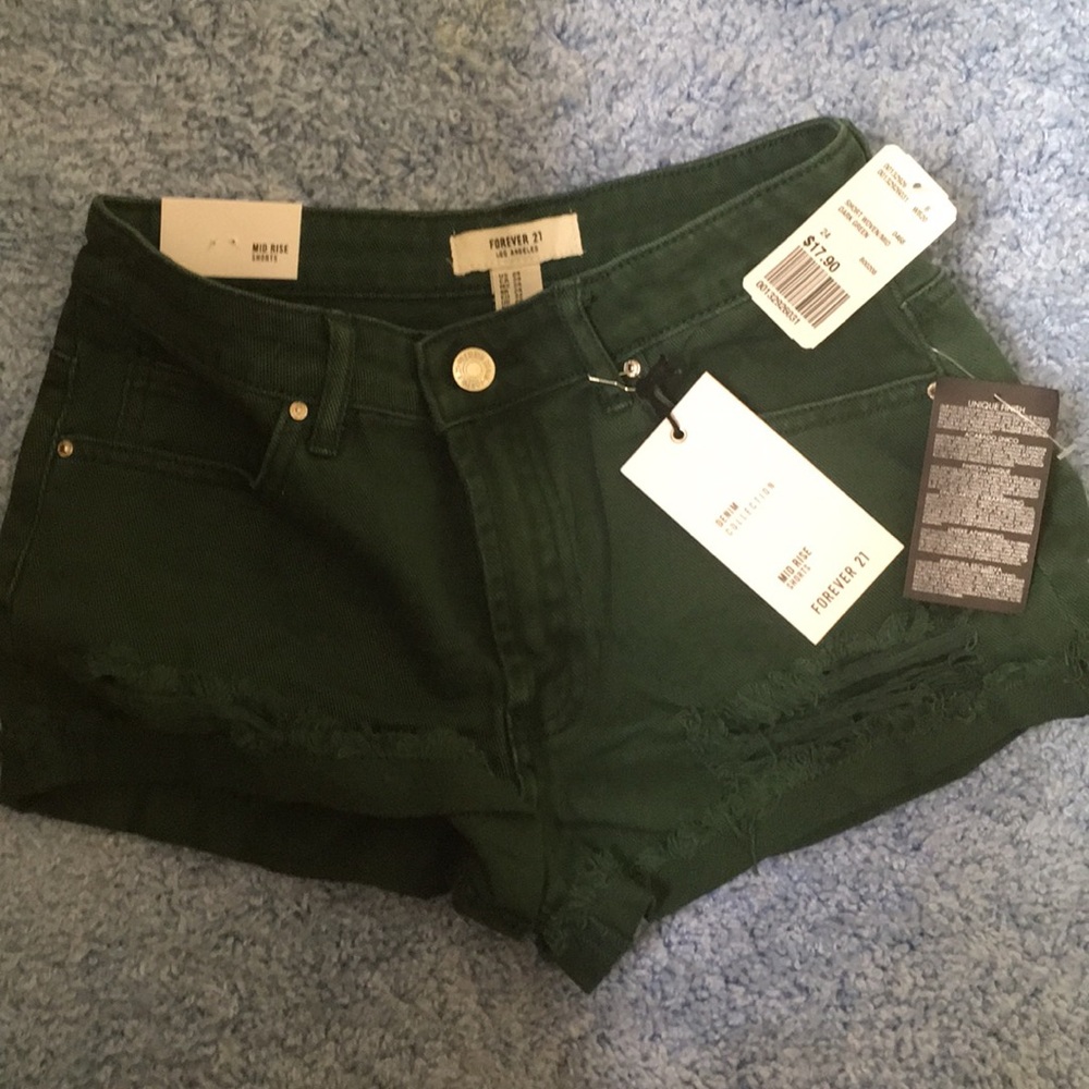 dark green denim shorts BRAND NEW NEVER WORN